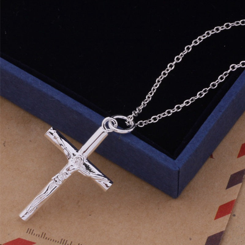 S925 Silver Plated Jesus Cross Necklace