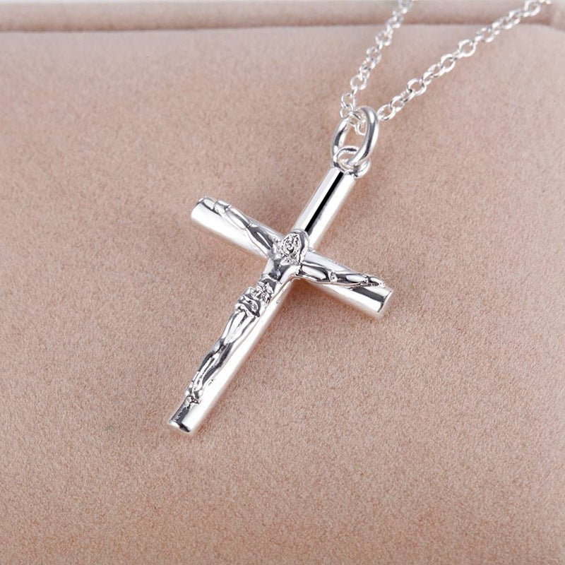 S925 Silver Plated Jesus Cross Necklace