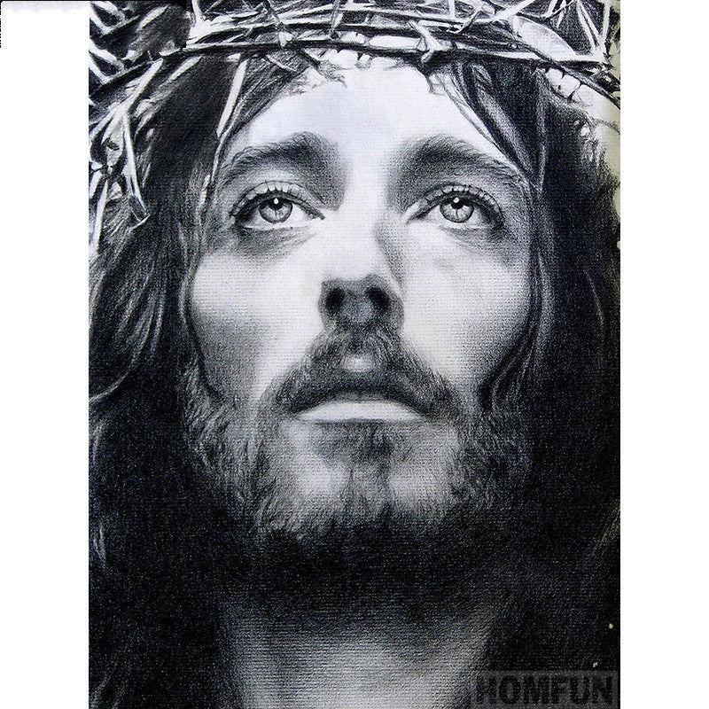 Homfun Square Round Diamond 5D Diy Diamond Painting Jesus Religion 3D Embroidery Cross Stitch 5D Home Decoration