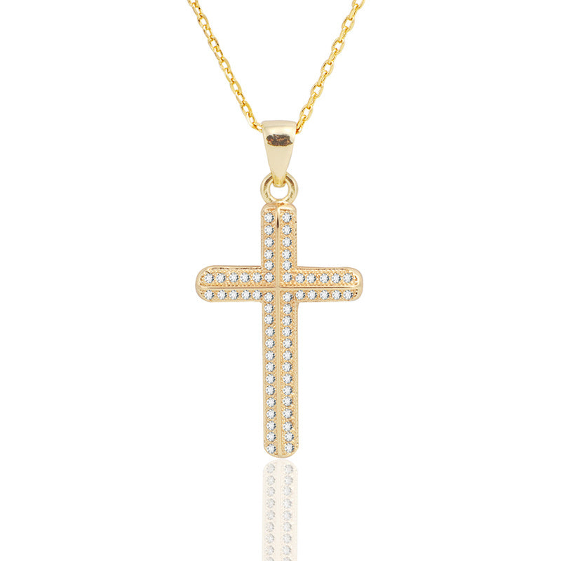 Full Diamond Cross Pendant Necklace Women