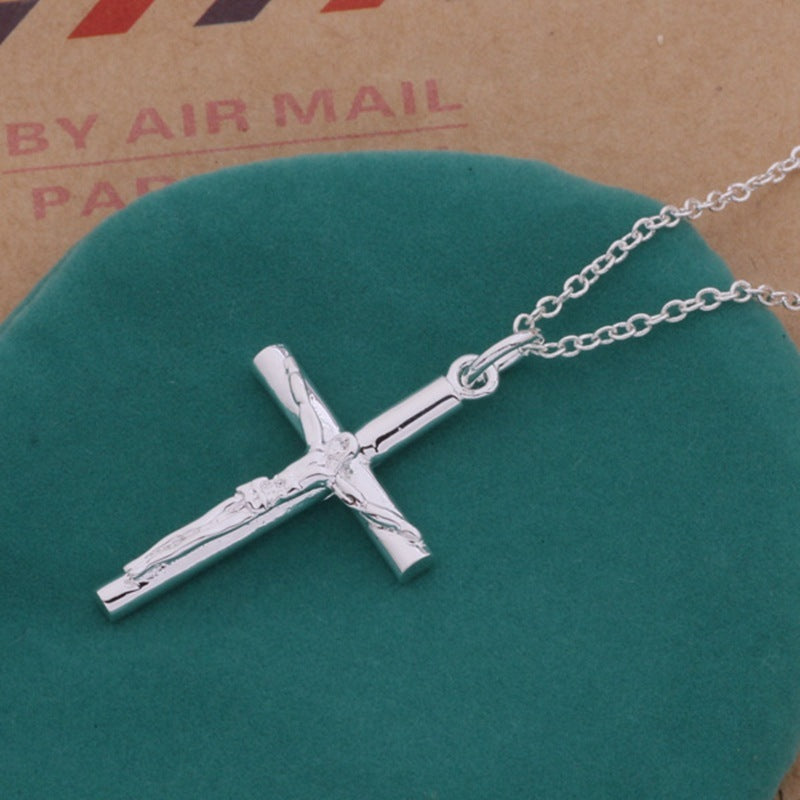 S925 Silver Plated Jesus Cross Necklace