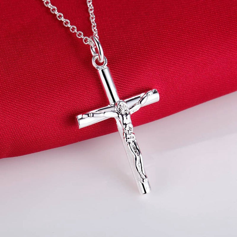 S925 Silver Plated Jesus Cross Necklace